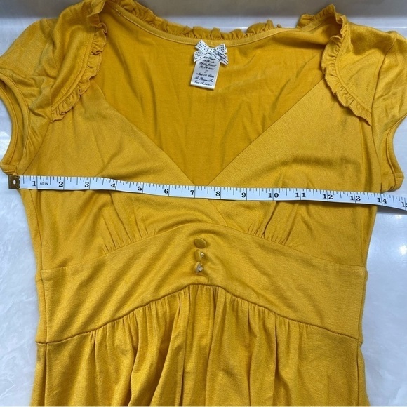 🆕 Forever 21 Short Sleeve Yellow Dress Small - Picture 9 of 10